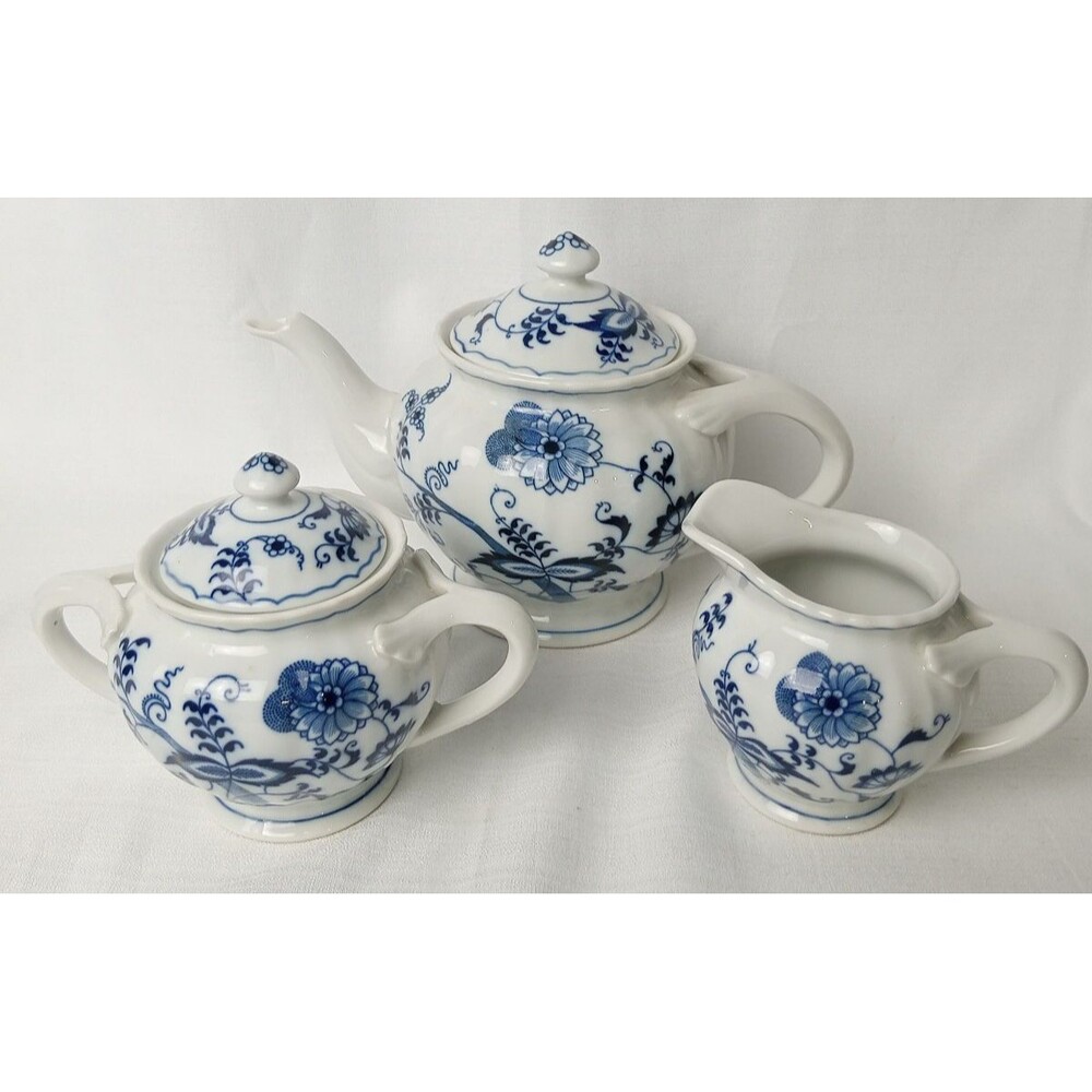 BLUE DANUBE TEAPOT CREAMER SUGAR BOWL SET